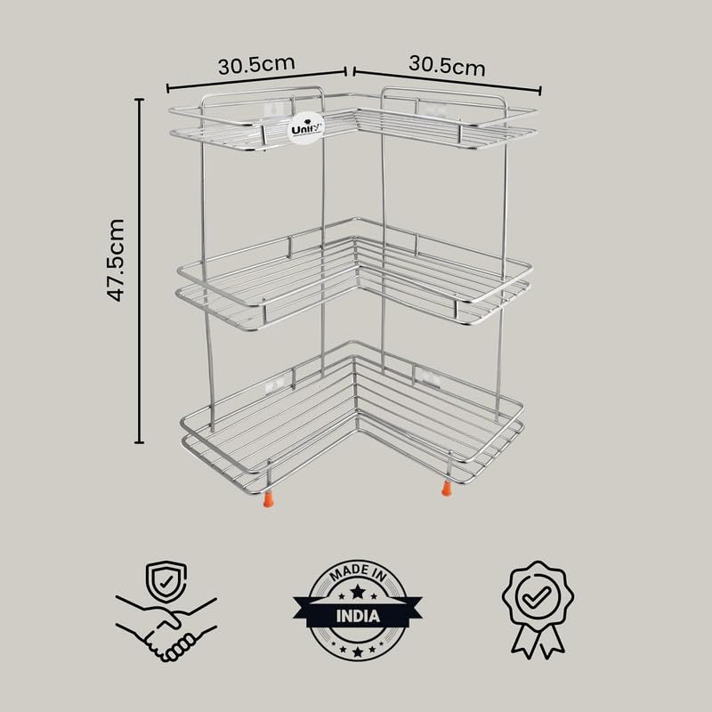 3 Tier Stainless Steel Corner Kitchen Rack | L Shape Storage Shelf Organizer CORNERL3 2