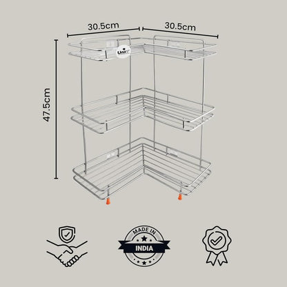 3 Tier Stainless Steel Corner Kitchen Rack | L Shape Storage Shelf Organizer CORNERL3 2