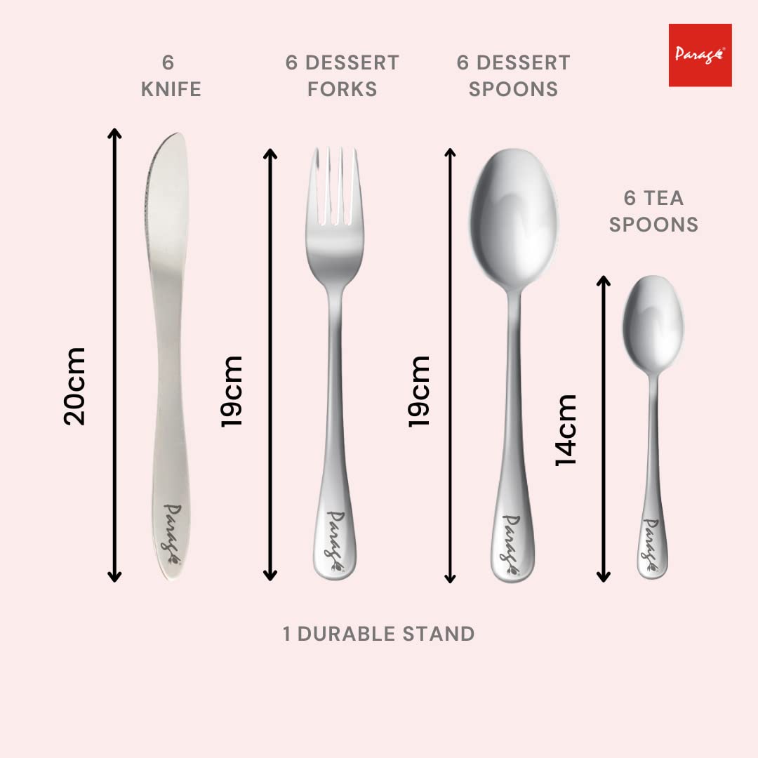 24 Pcs Premium Stainless Steel Cutlery Set for Home & Kitchen | Silver Tableware PC1207JAZZ 2
