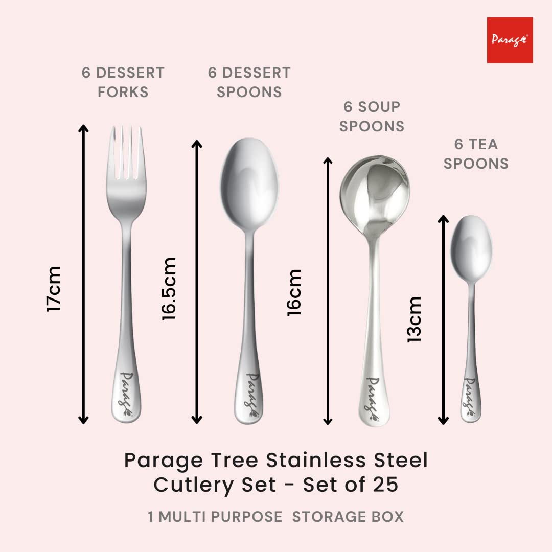 25 Pcs Stainless Steel Cutlery Set with Stand & Box for Kitchen & Dining | Brown TREE1082PCB 2