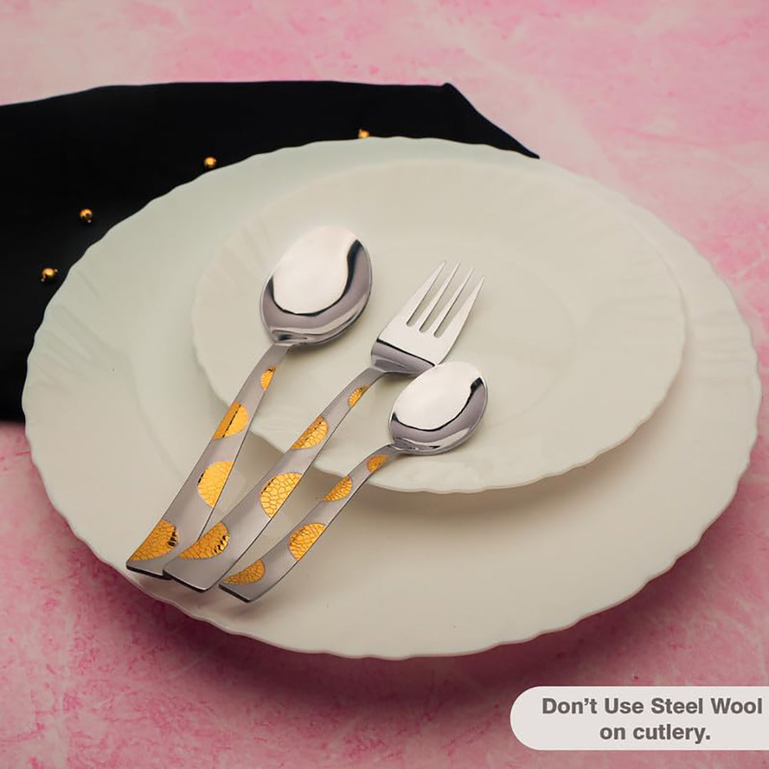 18pc Stainless Steel Golden Cutlery | Gift Box | Moonpress