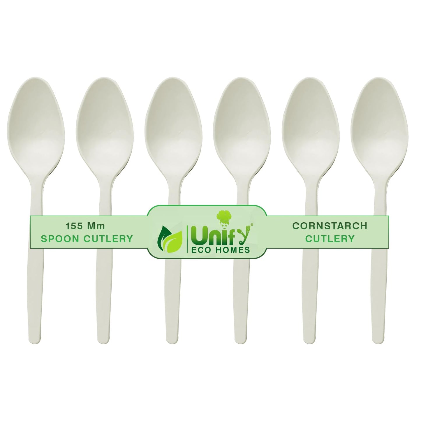 100pc Biodegradable Cornstarch Spoons | Eco-Friendly | PartyCPSPOON1001 1