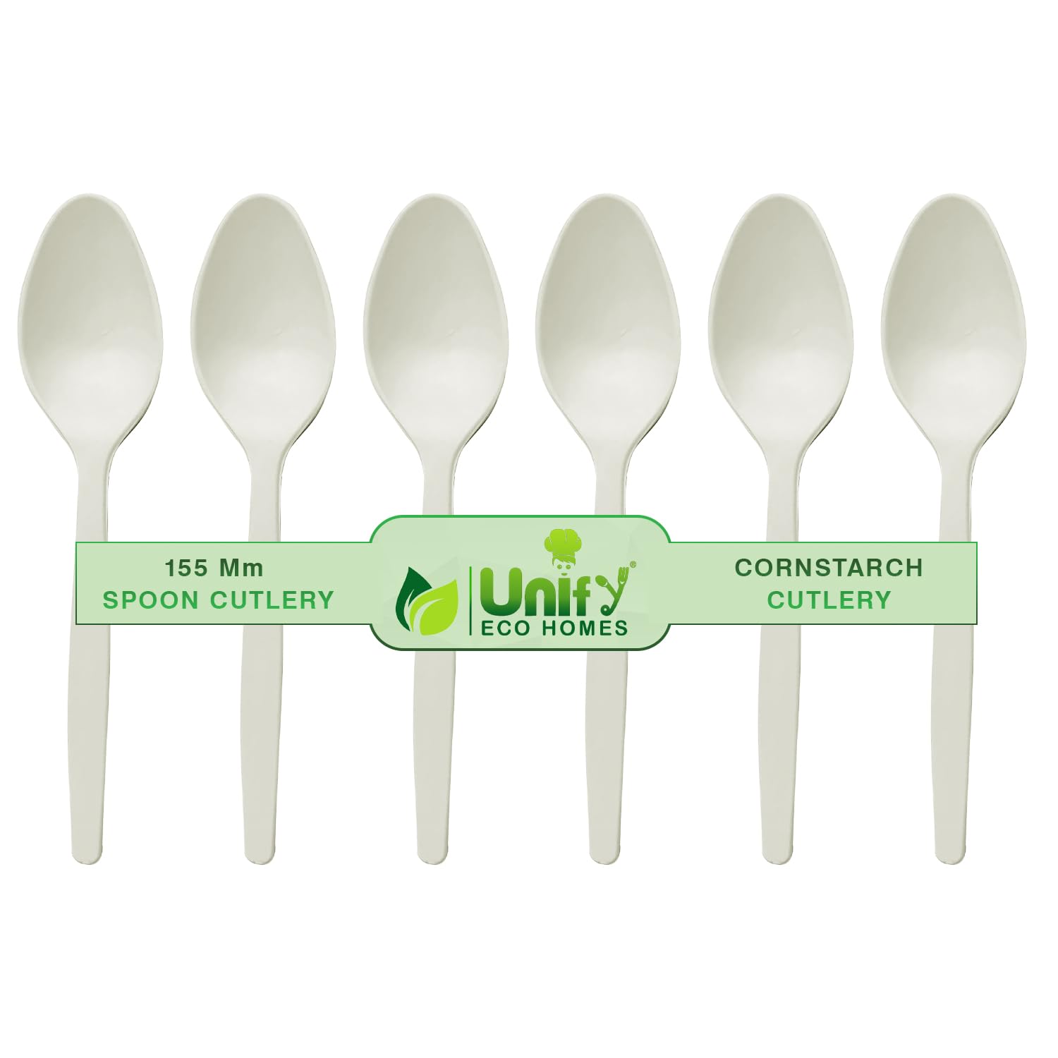 100pc Biodegradable Cornstarch Spoons | Eco-Friendly | PartyCPSPOON1001 1
