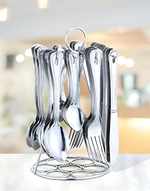 25-Piece Imperio Stainless Steel Cutlery Set with Stand | Spoons, Forks & Knives, Silver IMPR1032PARAG 1