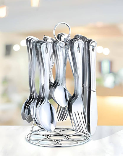 25-Piece Imperio Stainless Steel Cutlery Set with Stand | Spoons, Forks & Knives, Silver IMPR1032PARAG 1