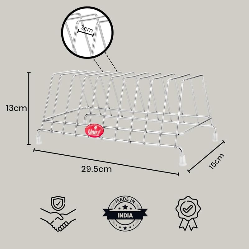 2 Pcs Stainless Steel Plate Rack & Lid Holder | Kitchen Utensil Stand (Silver) 2PLATESTAND10 2