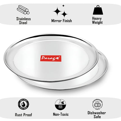 2pc Stainless Steel Raj Bhog Plate | 12in Heavy Gauge | Silver2PCRB12PL1 3