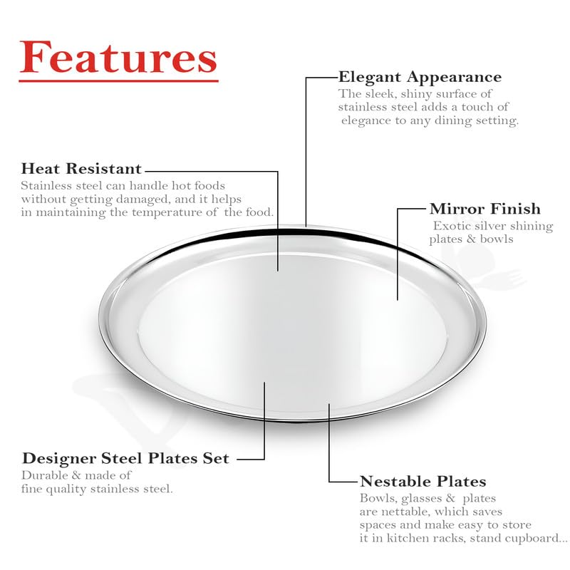 2pc Stainless Steel Raj Bhog Plate | 9in Heavy Gauge | Silver2PCRB9PL1 4