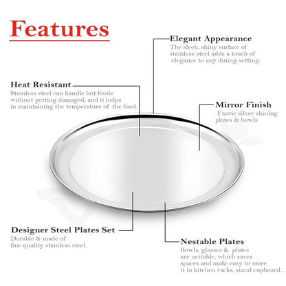 2pc Stainless Steel Raj Bhog Plate | 12in Heavy Gauge | Silver2PCRB12PL1 4