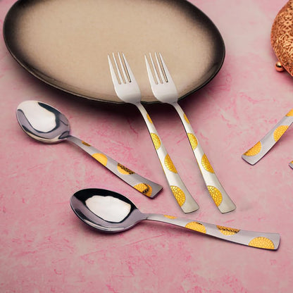 18pc Stainless Steel Golden Cutlery | Gift Box | Moonpress