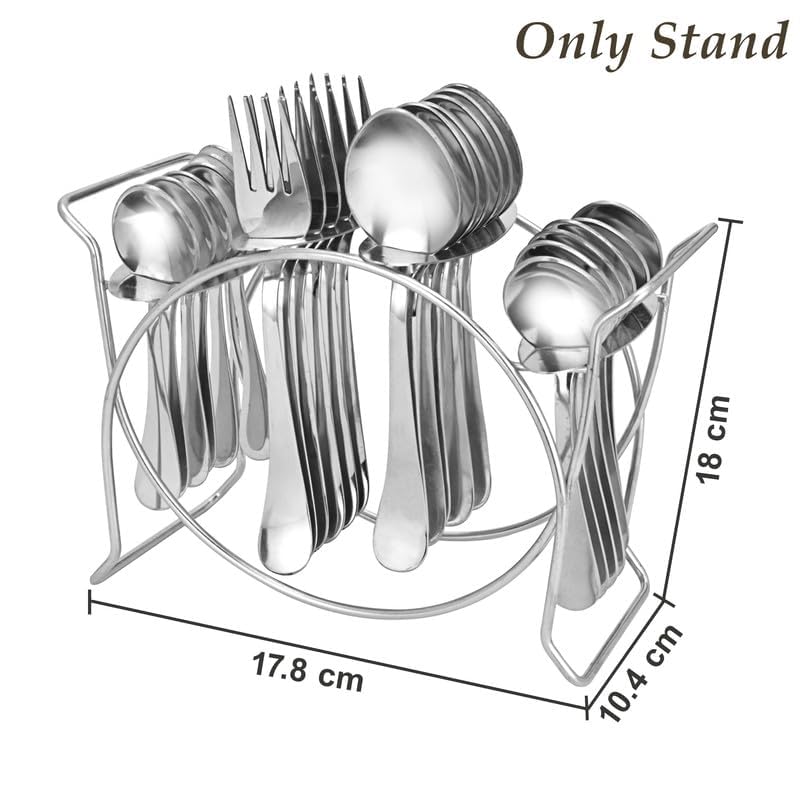 Stainless Steel Cutlery Stand - Heavy Duty Oval Rack for 24 Pieces, Chrome FinishAURASTAND1 2