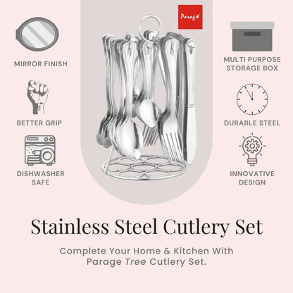 25-Piece Imperio Stainless Steel Cutlery Set with Stand | Spoons, Forks & Knives, Silver IMPR1032PARAG 2