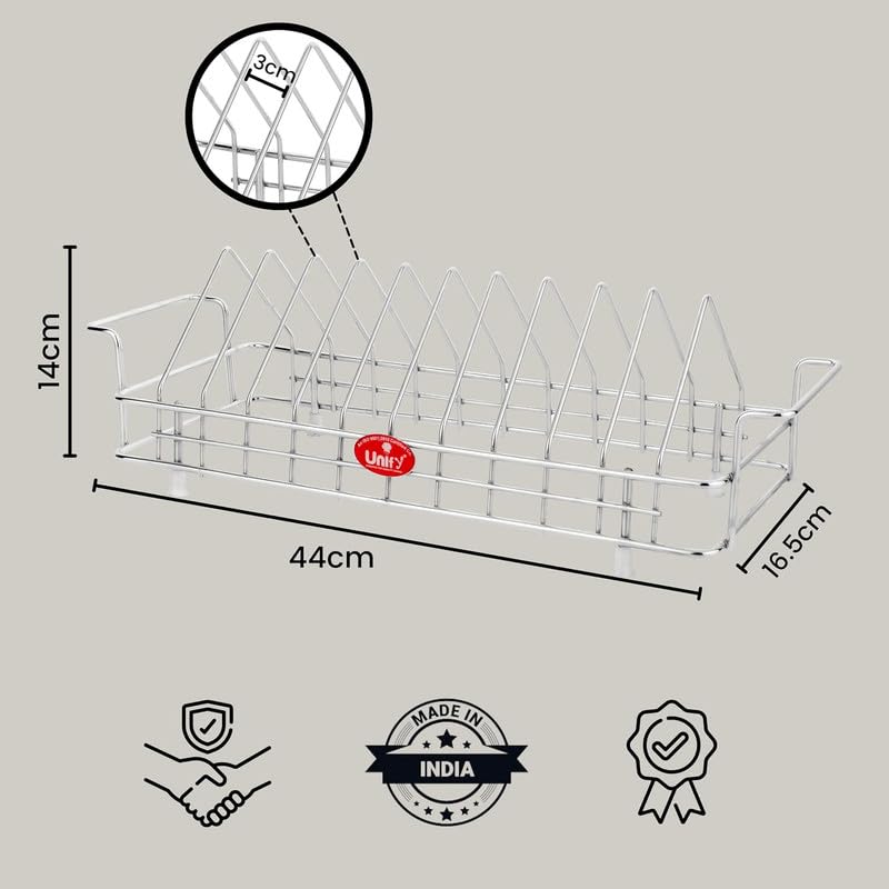 2 Pcs Stainless Steel Plate Rack Combo | 10 Section Utensil Stand for Kitchen Cabinet (Silver) 2TRIPLATESTAND10 2