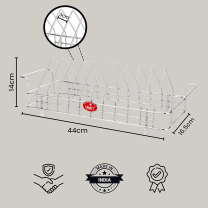 2 Pcs Stainless Steel Plate Rack Combo | 10 Section Utensil Stand for Kitchen Cabinet (Silver) 2TRIPLATESTAND10 2