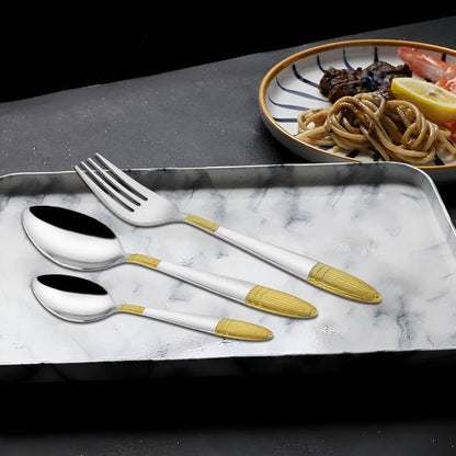 18pc Stainless Steel Golden Cutlery | Gift Box | Ivory Design