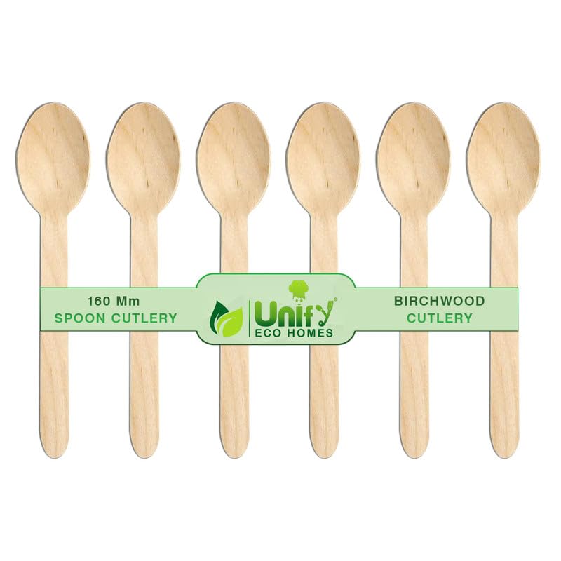 200-Pack 160mm Disposable Wooden Spoons | Eco-Friendly, Biodegradable & Compostable Cutlery - Ideal for Birthday, Wedding & PartyWDSPOON2001 1