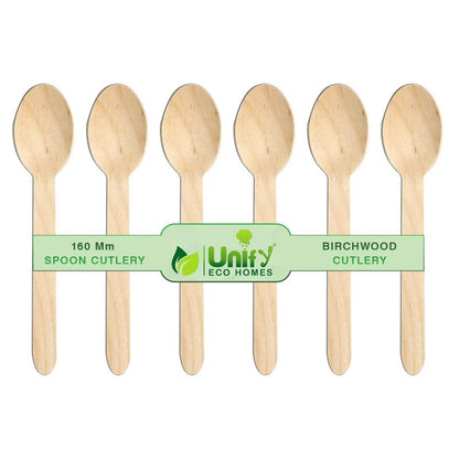 200-Pack 160mm Disposable Wooden Spoons | Eco-Friendly, Biodegradable & Compostable Cutlery - Ideal for Birthday, Wedding & PartyWDSPOON2001 1