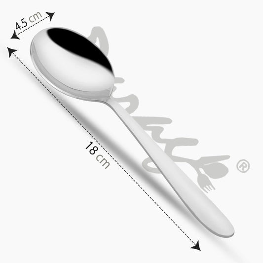 Stainless Steel Soup Spoon Set of 12 | 18 cm Tableware Spoons for Home & Kitchen (Sigma)