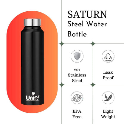 Saturn Stainless Steel Water Bottle 1L (Set of 3, Black) | Leak-Proof for Home, Gym & Travel 3SATURNBLACK 5