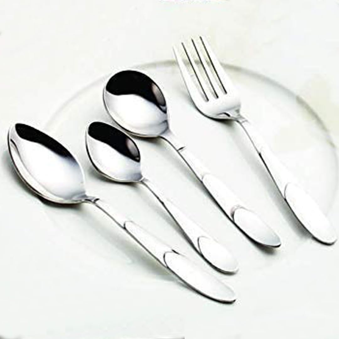 24 Pcs Stainless Steel Cutlery Set for Home & Kitchen | Silver Luxury Tableware PC1205GLORY 1