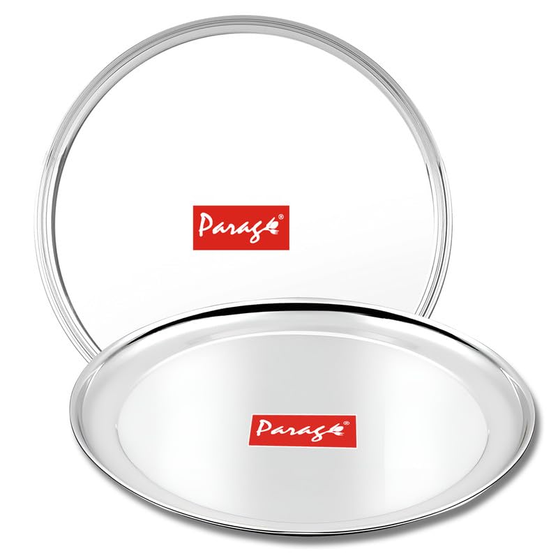 2pc Stainless Steel Raj Bhog Plate | 12in Heavy Gauge | Silver2PCRB12PL1 2