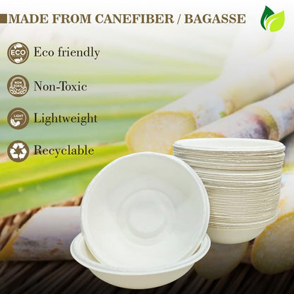 250ml 100 Bagasse Bowls | Eco-Friendly Disposable | Party Use250MLBGBOWL1001 3
