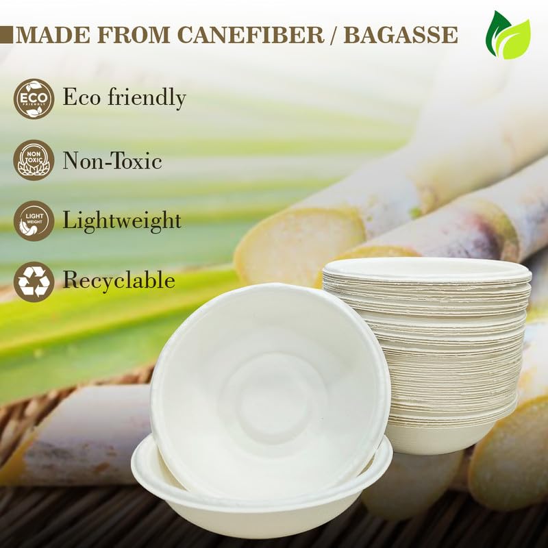 180ml 100 Bagasse Bowls | Eco-Friendly Disposable | Party Use180MLBGBOWL1001 3
