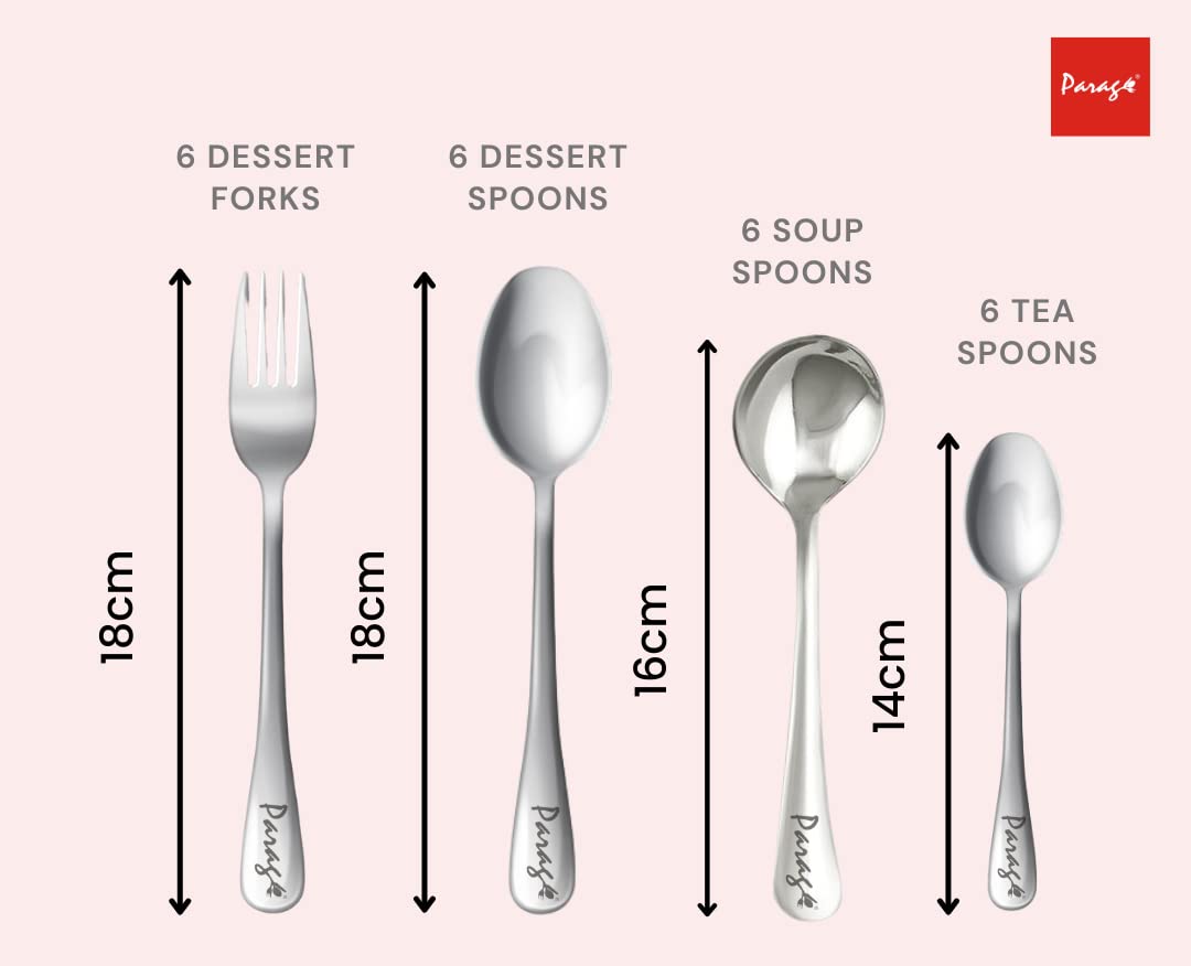 24 Pcs Stainless Steel Cutlery Set for Home & Kitchen | Silver Luxury Tableware PC1205GLORY 2