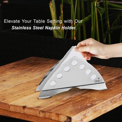 1 Pc Stainless Steel Napkin Holder - Matt Finish, Slotted Round, Kitchen & Dining