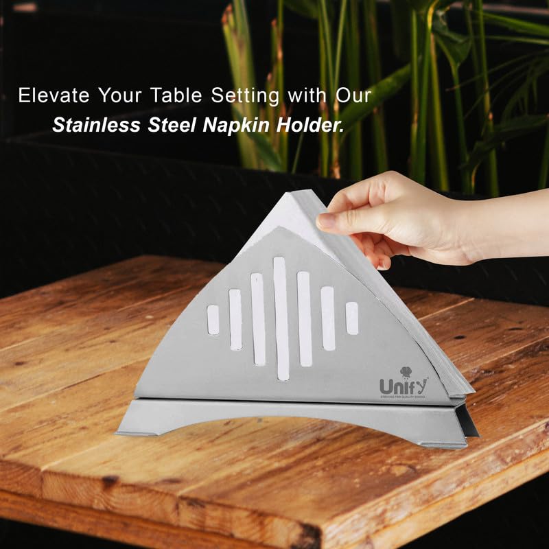 1-Piece Stainless Steel Napkin Holder | Tissue Paper Stand for Kitchen, Dining, Restaurants & Cafes, Matt Finish Slotted Lines