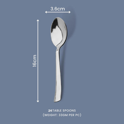 24-Piece Stainless Steel Dinner Spoon Set, 16 cm Mirror Polished Silverware for Home & Kitchen 24PARAGIMPBABY 2