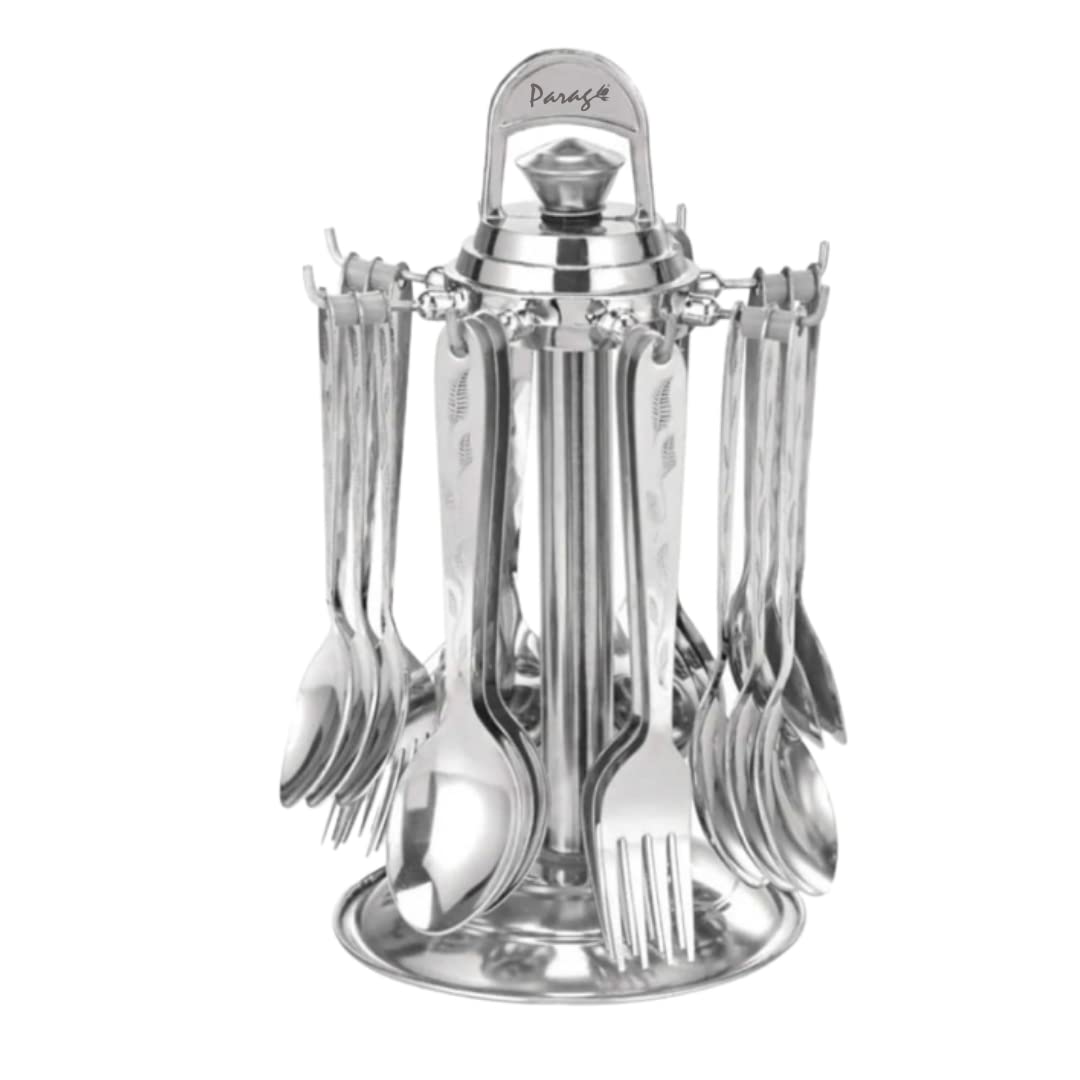 24 Pcs Lily Stainless Steel Cutlery Set with Stand - 6 Dinner Spoons, 6 Tea Spoons, 6 Forks, 6 Soup SpoonsLILY1030PARAG1 1