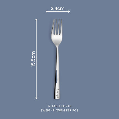 12-Piece Stainless Steel Dinner Forks | 15.5cm Silver Fruit & Dining Table Forks, Premium Cutlery Set for Home & KitchenFORKIMP10541 2