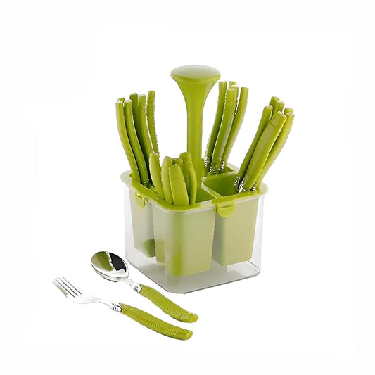 25-Piece Camry Stainless Steel Cutlery Set with Storage Box | Premium Spoons & Forks, Green CMRY1006PARAGG 1