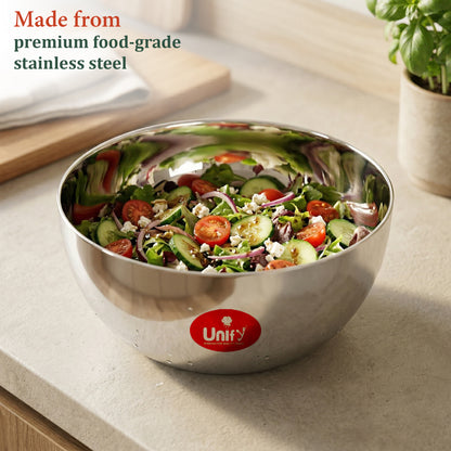 6 Pieces Stainless Steel Big Size Apple Bowl/Wati/Katori Heavy Gauge with Mirror Finish, 9.5cm Dia, Set of 6, 220ML Each, Silver