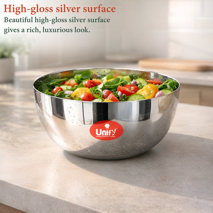 6 Pieces Stainless Steel Big Size Apple Bowl/Wati/Katori Heavy Gauge with Mirror Finish, 9.5cm Dia, Set of 6, 220ML Each, Silver
