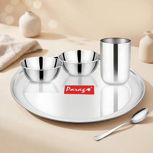Thali Set | 5pc | Stainless Steel | Silver | Heavy Gauge