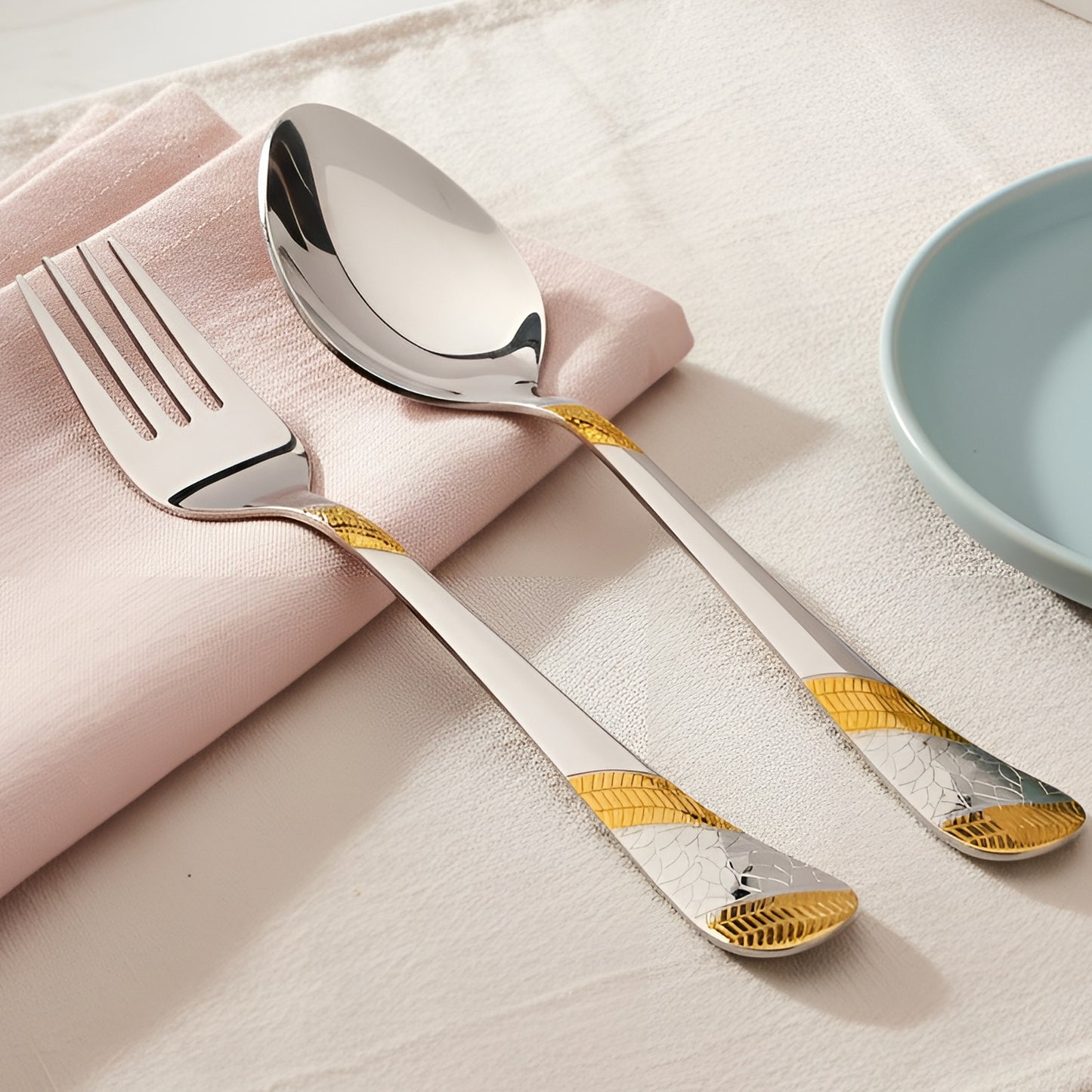 12pc Imperial Stainless Steel 24k Gold Cutlery | 16cm Spoons & Forks | Dining