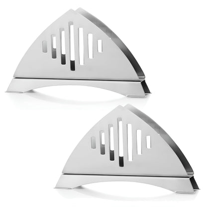 2 Pcs Stainless Steel Napkin Holders - Matt Finish, Slotted Lines, Kitchen & Dining