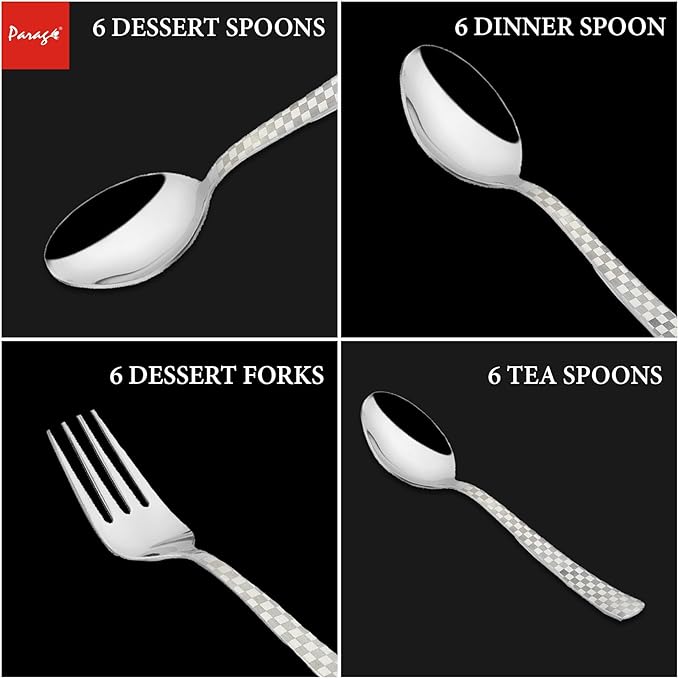 25-Piece Decora Stainless Steel Cutlery Set with Stand | Spoons & Forks for Dining Table, Silver DCRA1011PARAGC 4