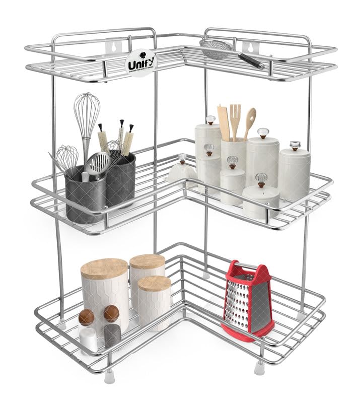 3 Tier Stainless Steel Corner Kitchen Rack | L Shape Storage Shelf Organizer CORNERL3 1