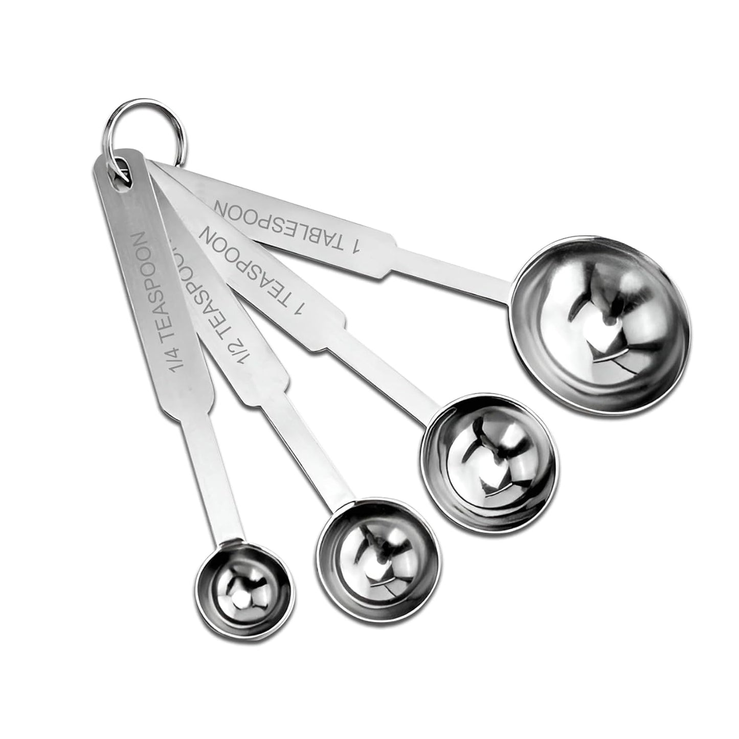4-Piece Stainless Steel Measuring Spoon Set | Permanent Engraved, Accurate for Dry & Liquid Ingredients, Cooking & BakingHMSRSP1 1