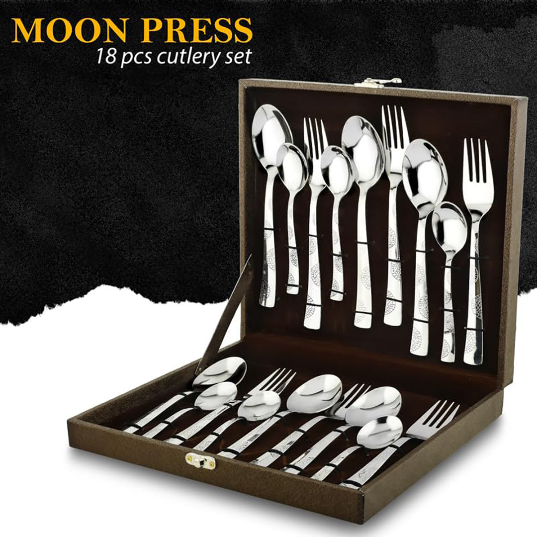 18pc Moonpress Stainless Steel Cutlery | Gift Box | Spoons Forks