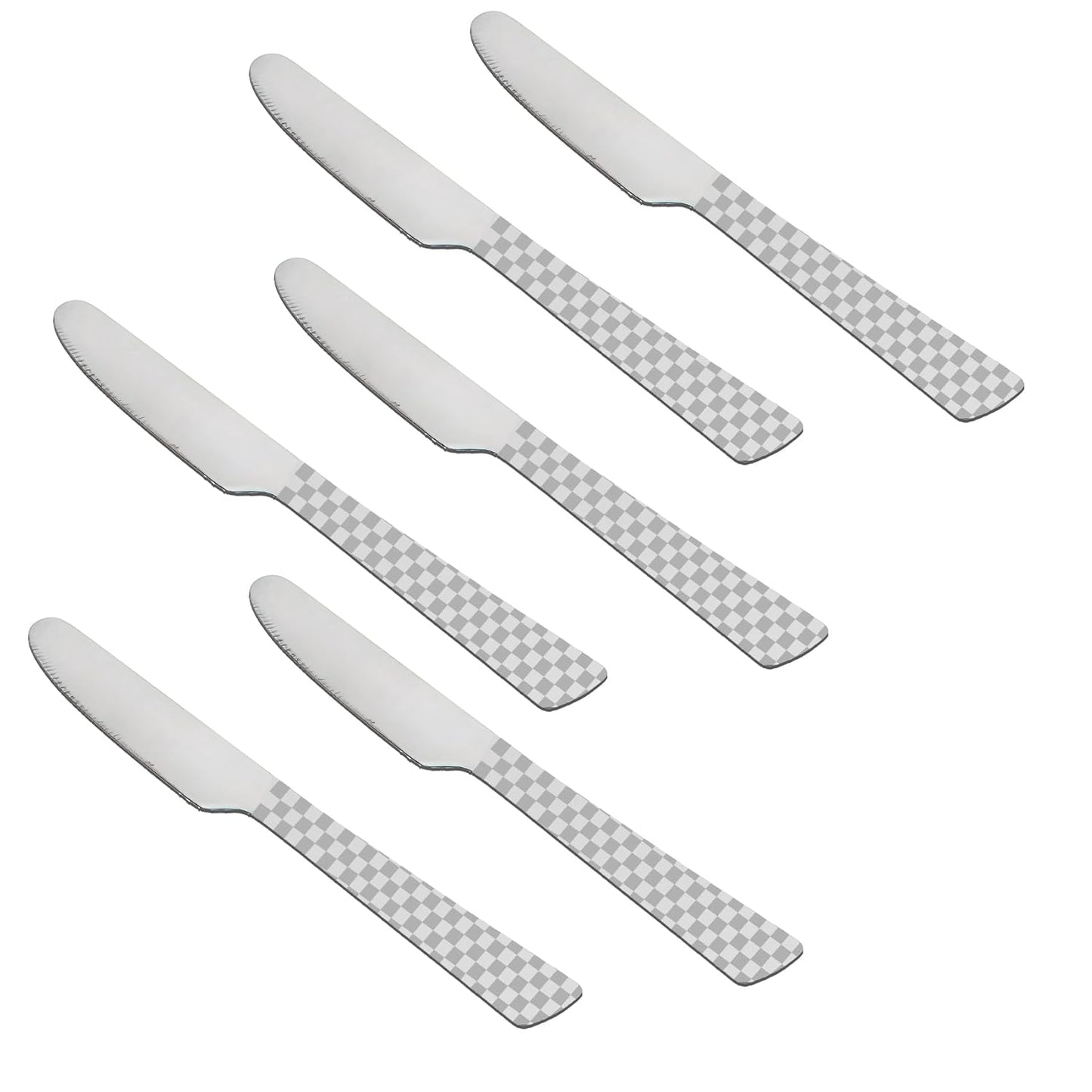 6 Pcs Stainless Steel Dinner Knives - 21 cm, Premium Butter Knife Set, Silver6CHESSDK1 1