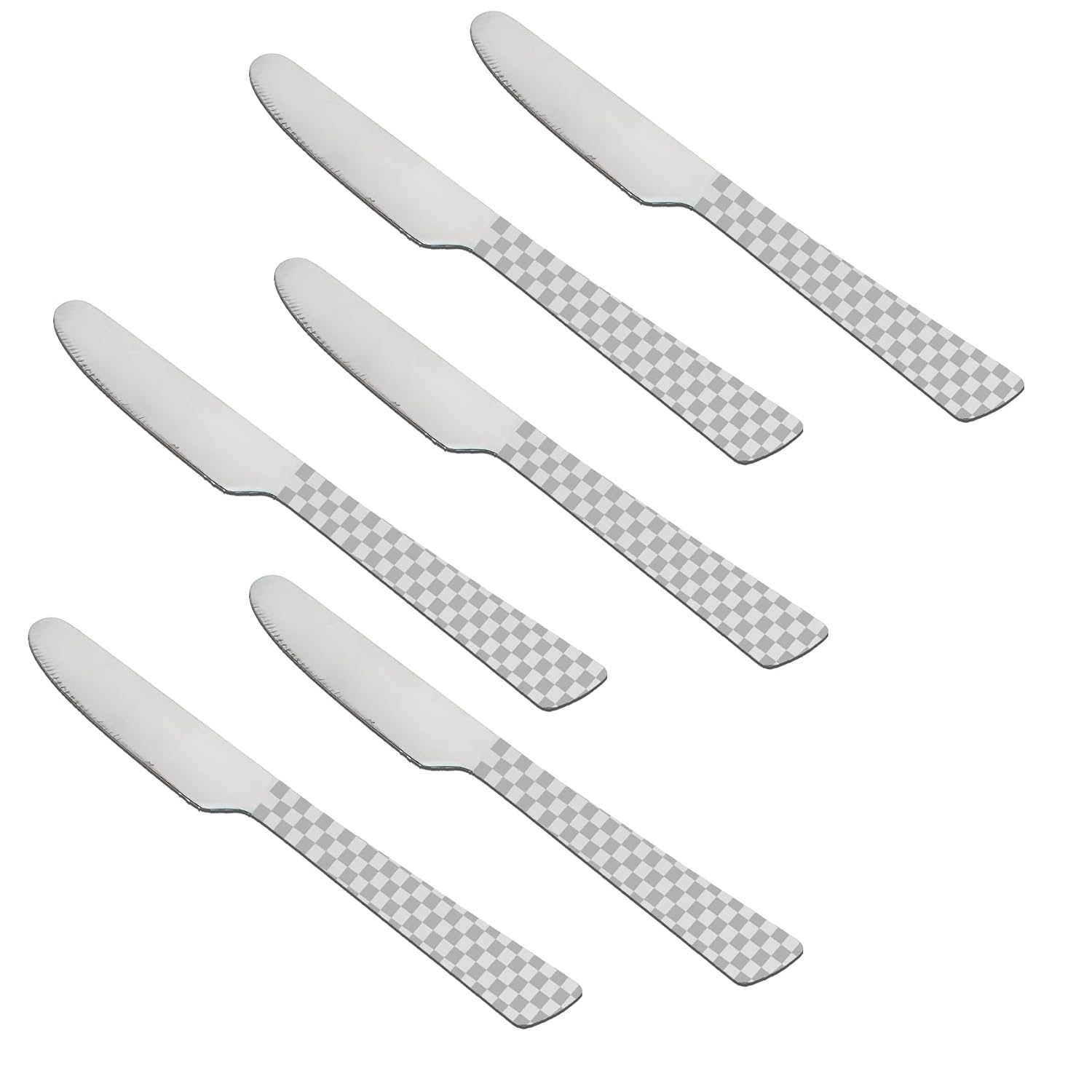 6 Pcs Stainless Steel Dinner Knives - 21 cm, Premium Butter Knife Set, Silver6CHESSDK1 1
