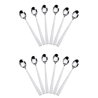 12 Pieces Stainless Steel Soda Spoons | Long Handle Ice Cream & Milkshake Spoon | 20.5 cm, Silver SODA1055IMP1 1