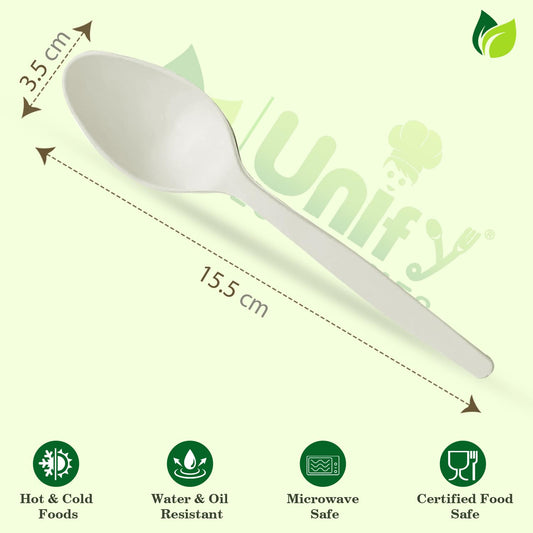 50pc Biodegradable Cornstarch Spoons | Eco-Friendly | Party