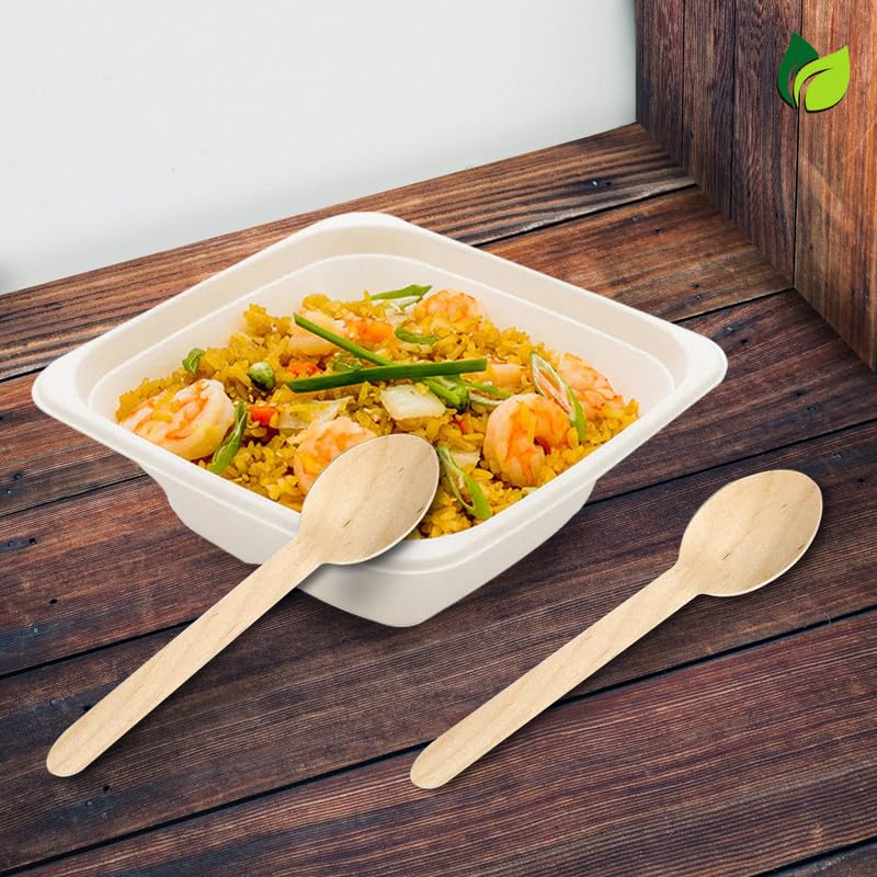50-Pack 160mm Disposable Wooden Spoons | Eco-Friendly, Biodegradable & Compostable Cutlery - Ideal for Birthday, Wedding & PartiesWDSPOON501 3