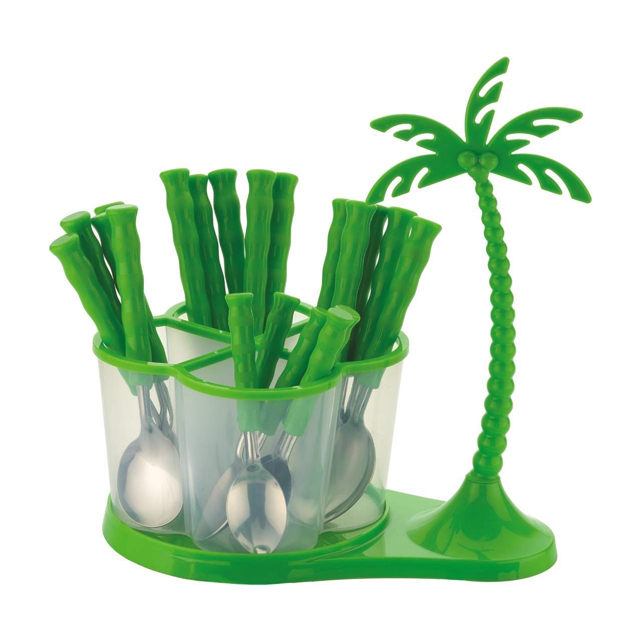25 Pcs Stainless Steel Cutlery Set with Stand & Storage Box for Kitchen | Green TREE1083PCG 1