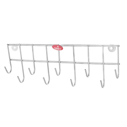 Stainless Steel Wall Cloth Hanger with 9 Hooks | Door Mounted for Bathroom & Kitchen (30.5 cm, Silver) 9HOOKRAIL 1